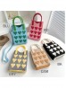 Large Capacity Super Soft Heart Patterned Knitted Cellphone Bag W Strap